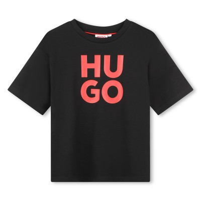 юношеска,тениска,детски,облекла,hugo,short,sleeved,cotton,t,shirt,unisex,juniors,black,09b