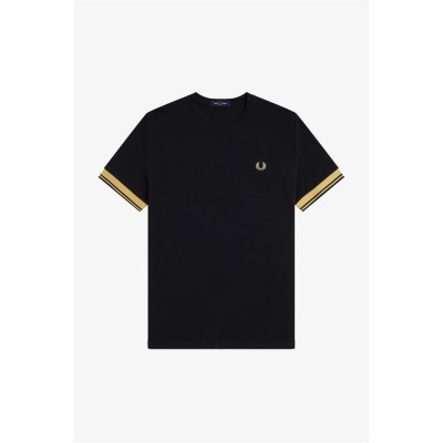 облекла,на,разпродажба,мъжки,тениски,fred,perry,fred,tipped,cuff,t,sn62,black,90a