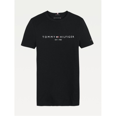 юношеска,тениска,детски,3/4,панталони,tommy,hilfiger,essential,t,shirt,juniors,black,bds