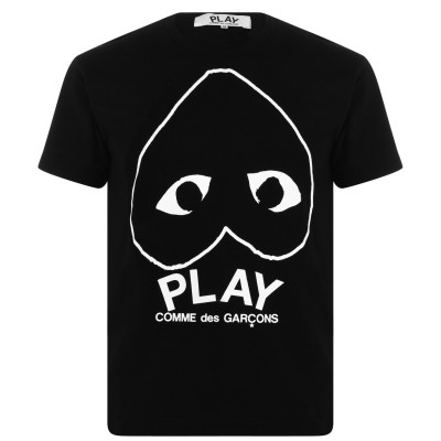 тениска,облекла,на,разпродажба,мъжки,тениски,comme,des,garcons,play,logo,print,cotton,t,shirt,black,white