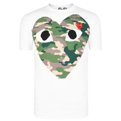 тениска,облекла,на,разпродажба,мъжки,тениски,comme,des,garcons,play,big,heart,camouflage,t,shirt,white,camo