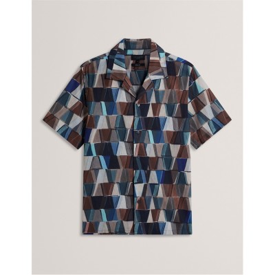 облекла,на,разпродажба,мъжки,тениски,ted,baker,ted,ss,linen,print,t,sn62,multicol