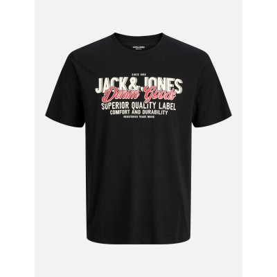 jack,and,jones,colour,logo,t,shirt,mens,plus,size,black