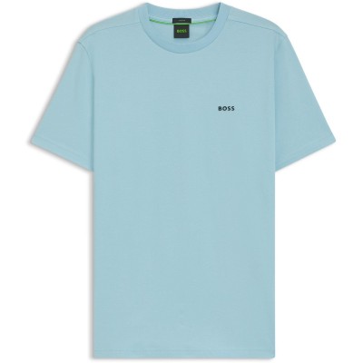 тениска,мъжки,тениски,boss,mens,boss,green,t,shirt,with,logo,design,stretch,cotton,pastl,blue,455