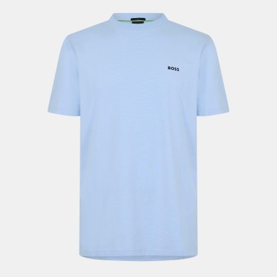 тениска,мъжки,потници,мъжки,блузи,с,яка,boss,mens,boss,green,t,shirt,with,logo,design,stretch,cotton,pas,blue,451