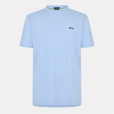 тениска,мъжки,тениски,boss,mens,boss,green,t,shirt,with,logo,design,stretch,cotton,pas,blue,451