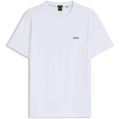 тениска,мъжки,тениски,boss,mens,boss,green,t,shirt,with,logo,design,stretch,cotton,white