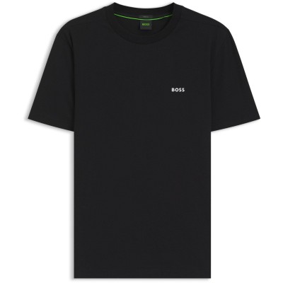 тениска,мъжки,тениски,boss,mens,boss,green,t,shirt,with,logo,design,stretch,cotton,black