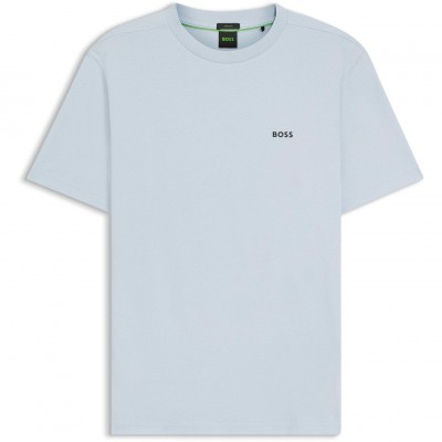 тениска,boss,mens,boss,green,t,shirt,with,logo,design,stretch,cotton,light,blue