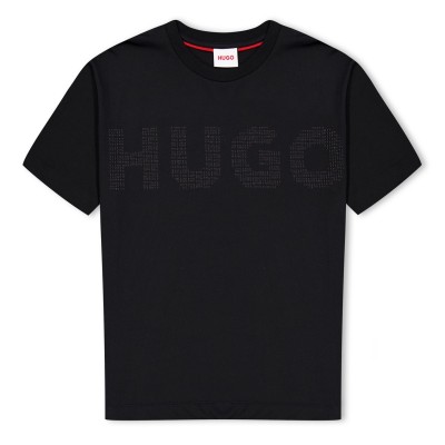 юношеска,тениска,детски,облекла,hugo,logo,short,sleeve,t,shirt,juniors,black,09b