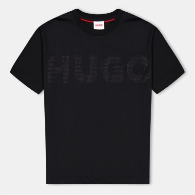 тениска,детски,3/4,панталони,hugo,kids',logo,short,sleeve,t,shirt,black,09b