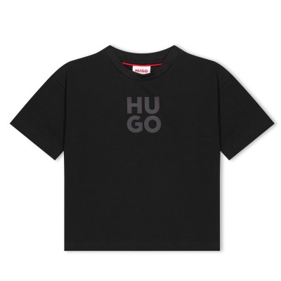 юношеска,тениска,детски,облекла,hugo,logo,t,shirt,juniors,black,09b