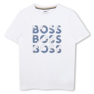 тениска,детски,3/4,панталони,boss,kids',chest,logo,t,shirt,white,10p