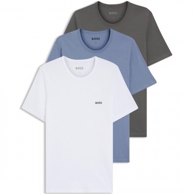 тениска,мъжки,тениски,boss,mens,boss,bodywear,3,pack,premium,cotton,t,shirts,crew,neck,wht,gry,blu,974
