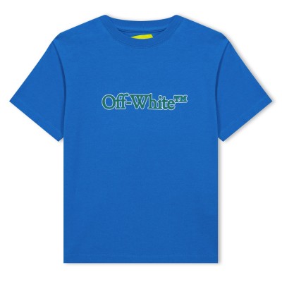 тениска,детски,3/4,панталони,off,white,kids,big,bookish,tee,large,logo,t,shirt,blue,4455