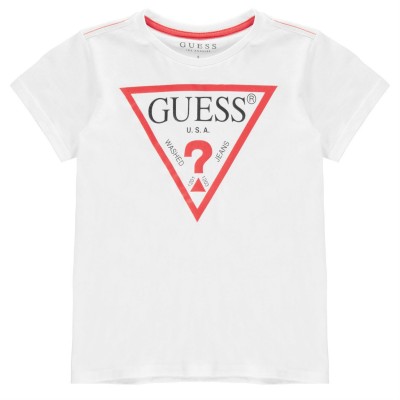 тениска,детски,3/4,панталони,guess,logo,t,shirt,wht,a000,g011