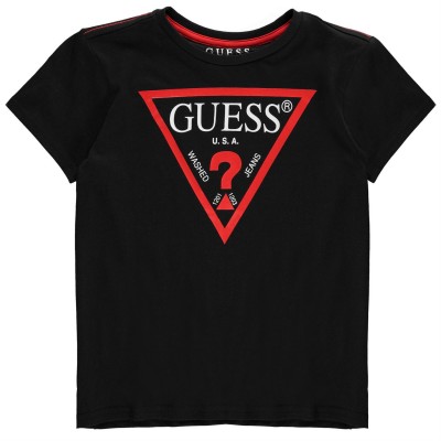 тениска,детски,3/4,панталони,guess,logo,t,shirt,black,a996,jblk