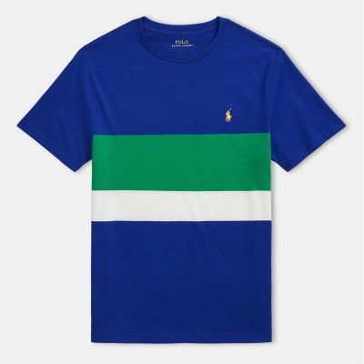 юношеска,тениска,детски,3/4,панталони,polo,ralph,lauren,striped,jersey,tee,juniors,azure,multi