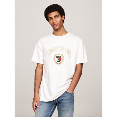 тениска,облекла,на,разпродажба,мъжки,тениски,tommy,jeans,gold,crest,t,shirt,ancient,white