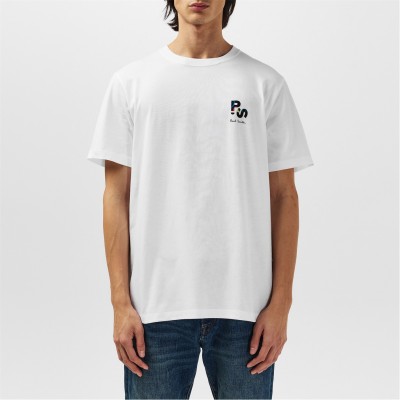 тениска,мъжки,тениски,ps,paul,smith,initials,t,shirt,white,01