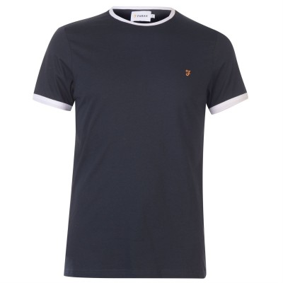 тениска,мъжки,тениски,farah,groves,ringer,t,shirt,navy,412
