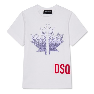 юношеска,тениска,детски,3/4,панталони,dsquared2,logo,t,shirt,juniors,wht,red,dq100