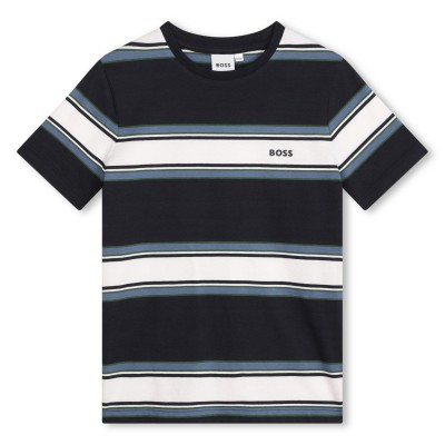тениска,детски,3/4,панталони,boss,kids',striped,cotton,short,sleeve,crew,neck,t,shirt,navy,v98
