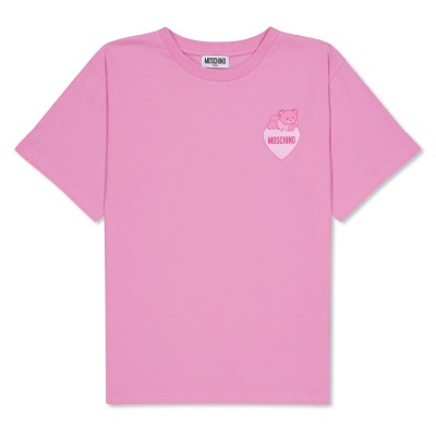 детска,тениска,детски,3/4,панталони,moschino,unisex,kids',heart,regular,fit,t,shirt,pink,50243