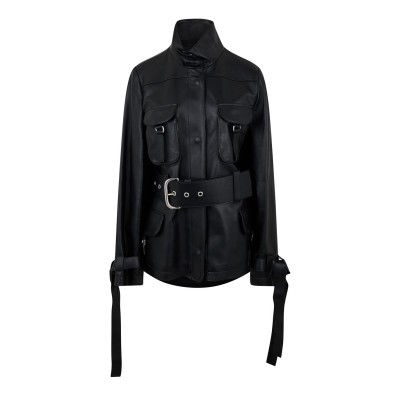 яке,дамски,якета,и,палта,off,white,cargo,belted,leather,jacket,black