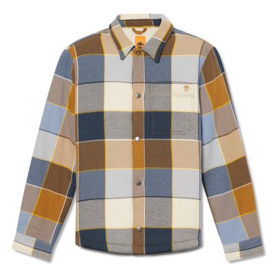 облекла,на,разпродажба,мъжки,якета,timberland,sherpa,lined,plaid,overshirt,dark,w,dark,wheat