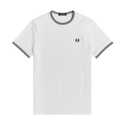 тениска,мъжки,тениски,fred,perry,twin,tipped,t,shirt,white,100