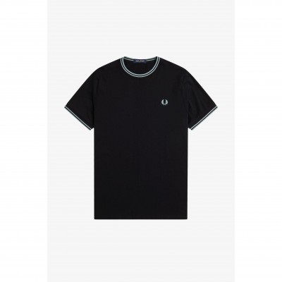 тениска,мъжки,тениски,fred,perry,twin,tipped,t,shirt,black,q46