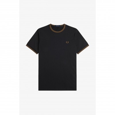 тениска,мъжки,тениски,fred,perry,twin,tipped,t,shirt,black,shade,q27