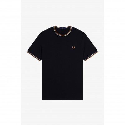 тениска,мъжки,тениски,fred,perry,twin,tipped,t,shirt,black,p69