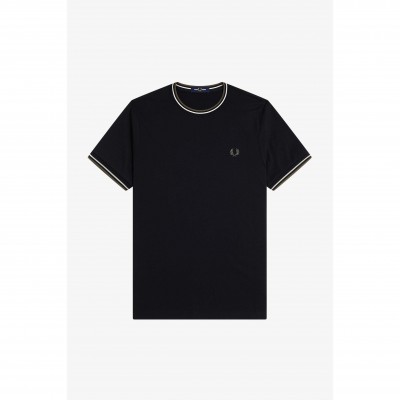 тениска,мъжки,тениски,fred,perry,twin,tipped,t,shirt,black,w54