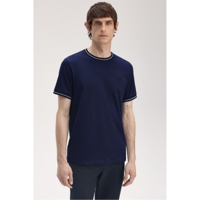 тениска,облекла,на,разпродажба,мъжки,тениски,fred,perry,twin,tipped,t,shirt,tennis,blue,y21