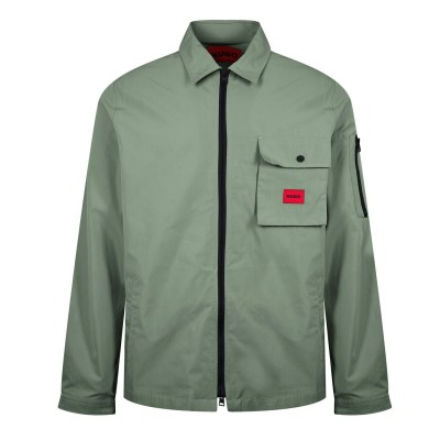 облекла,на,разпродажба,мъжки,якета,hugo,men's,zip,through,overshirt,open,green,391