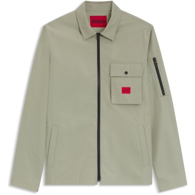 риза,с,дълъг,ръкав,облекла,на,разпродажба,мъжки,якета,hugo,mens,hugo,emmond,cotton,long,sleeve,zip,overshirt,contemporary,design,with,logo,detail,light,gre