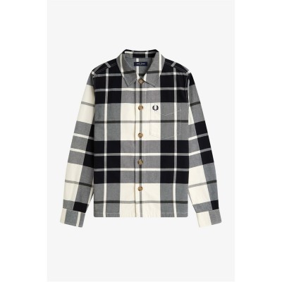облекла,на,разпродажба,мъжки,якета,fred,perry,men's,tartan,twill,overshirt,ecru,560