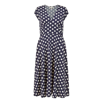 рокля,дамски,якета,и,палта,yumi,yumi,navy,spot,print,midi,dress,navy