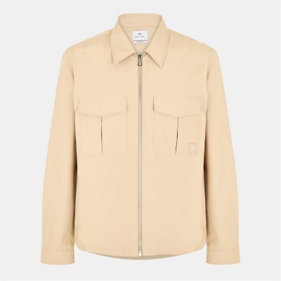 риза,с,дълъг,ръкав,облекла,на,разпродажба,мъжки,якета,ps,paul,smith,men's,cotton,zip,long,sleeve,overshirt,beige,61