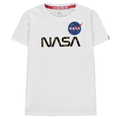 тениска,детски,3/4,панталони,alpha,industries,boy's,nasa,reflect,t,shirt,white,gold