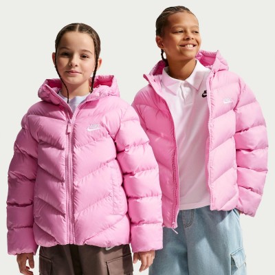 юношеско,яке,детски,якета,и,палта,nike,loose,fit,puffer,jacket,juniors,pink,rise,white
