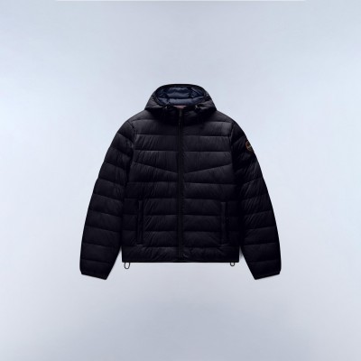 napapijri,mens,aerons,full,zip,hooded,short,puffer,jacket,blu,marine