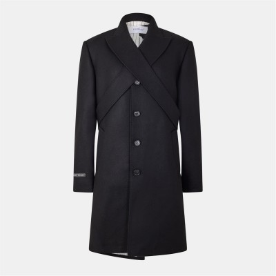 палто,облекла,на,разпродажба,мъжки,якета,off,white,off,collared,coat,sn99,black