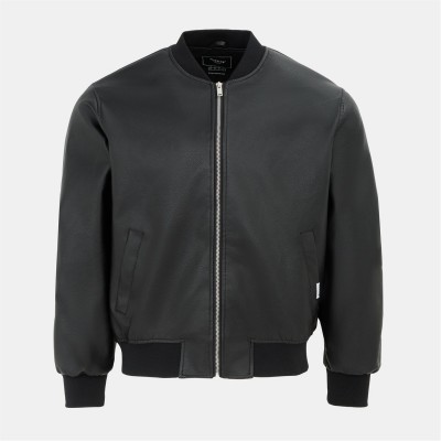 промоция,на,зимни,облекла,ученически,якета,мъжки,якета,firetrap,mens,pu,bomber,black