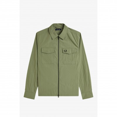 риза,с,дълъг,ръкав,мъжки,якета,fred,perry,men,s,long,sleeve,zip,overshirt,olive,mint,x88