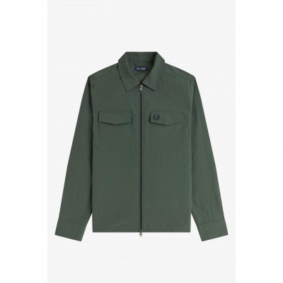 риза,с,дълъг,ръкав,мъжки,якета,fred,perry,men,s,long,sleeve,zip,overshirt,court,green,36a