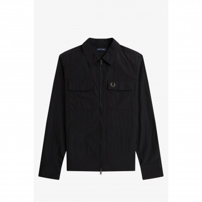 риза,с,дълъг,ръкав,мъжки,якета,fred,perry,men,s,long,sleeve,zip,overshirt,black,236