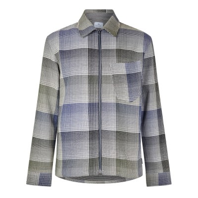 облекла,на,разпродажба,мъжки,якета,ps,paul,smith,men's,zipped,front,check,overshirt,green,60